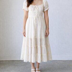 Free People Falling Sun Midi Dress – Size S – Ivory – New
